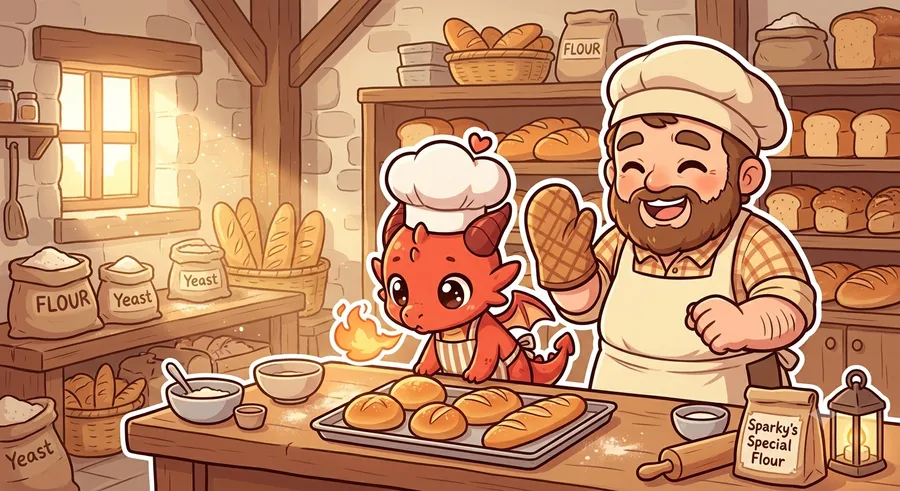 Chibi Dragon Bakery — Single Panel — AI-generated Chibi & Cute preview