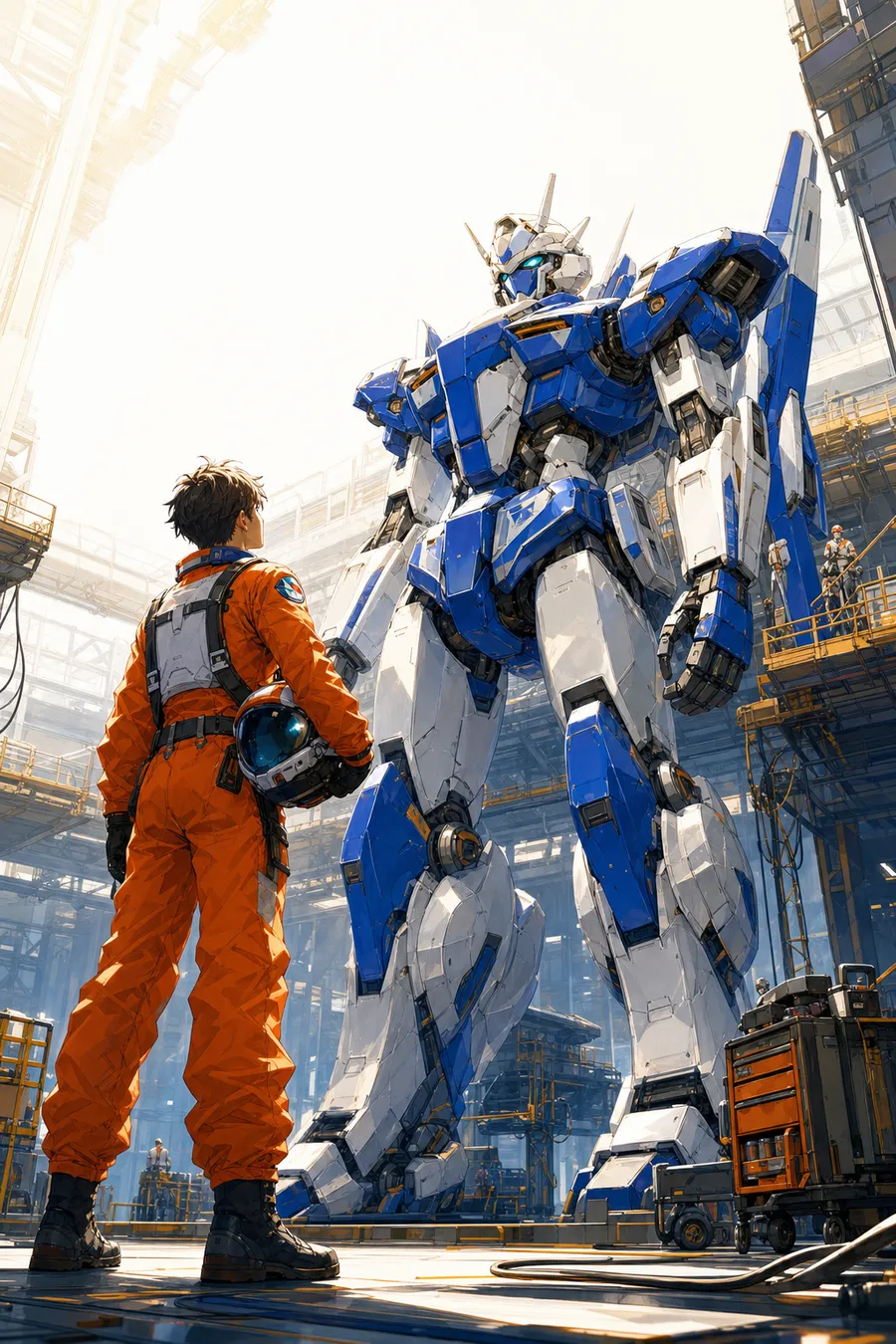 Rookie Pilot Mecha Hangar Cover — AI-generated Shonen Manga preview