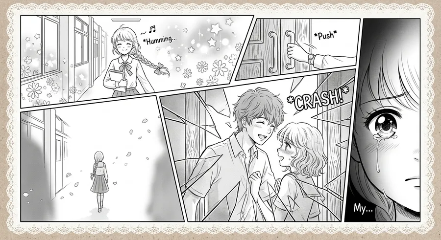 Love Triangle Reveal — Full Shoujo Page — AI-generated Shoujo Manga preview