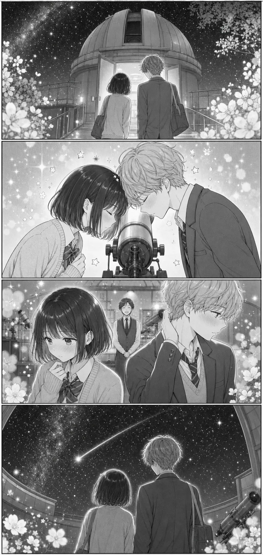 Observatory First Date — 4-Panel Shoujo — AI-generated Shoujo Manga preview